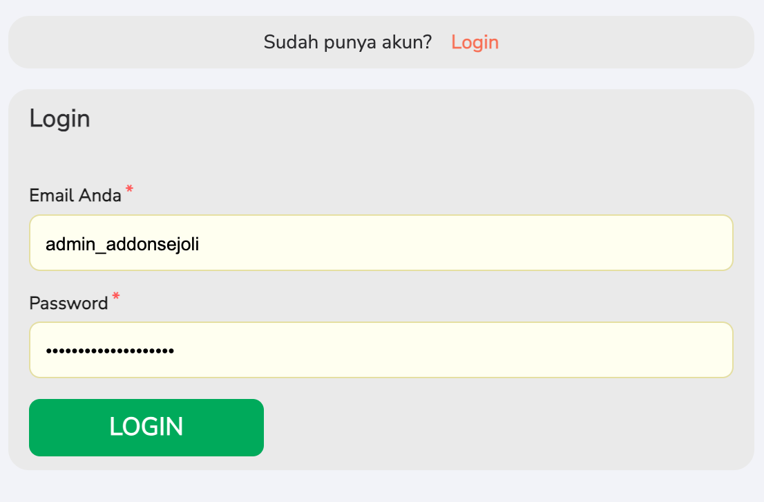 login form
